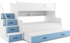 Etagenbett MAX 3 200x80 und 200x120 aus MDF + Lattenroste + 3 Matratzen