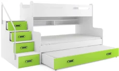 Etagenbett MAX 3 200x80 und 200x120 aus MDF + Lattenroste + 3 Matratzen