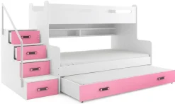 Etagenbett MAX 3 200x80 und 200x120 aus MDF + Lattenroste + 3 Matratzen