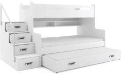 Etagenbett MAX 3 200x80 und 200x120 aus MDF + Lattenroste + 3 Matratzen