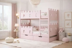 Etagenbett „Schloss“ für 2 Kinder 160×75 cm - inkl. 2 Matratzen & Schublade