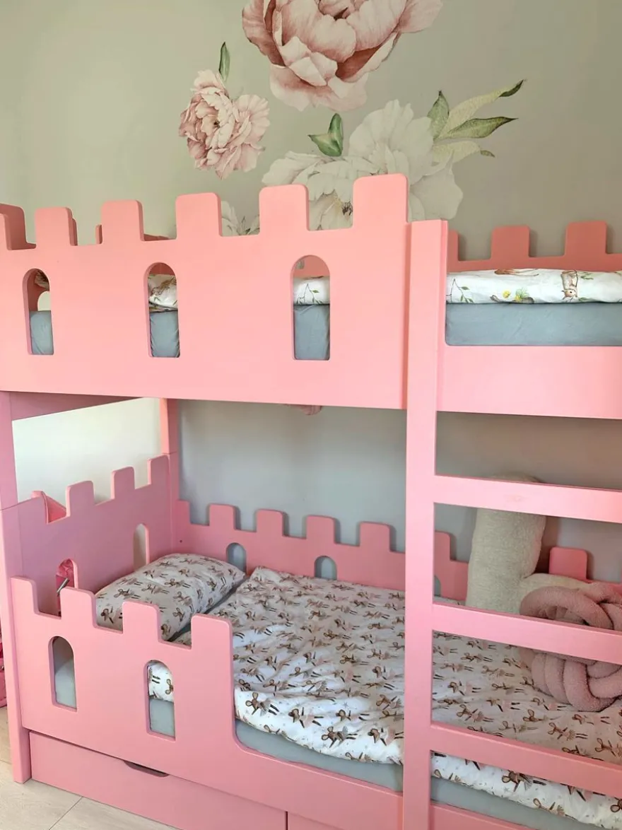 Etagenbett „Schloss“ für 2 Kinder 160×75 cm - inkl. 2 Matratzen & Schublade