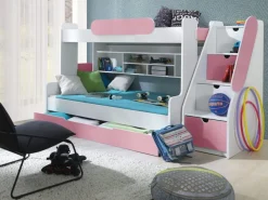 Etagenbett SMILE in pink, inkl. Lattenrost und Matratze