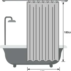 EurCross Duschvorhang Grau 100x180 cm - Wasserdicht, Anti-Schimmel, Schnell