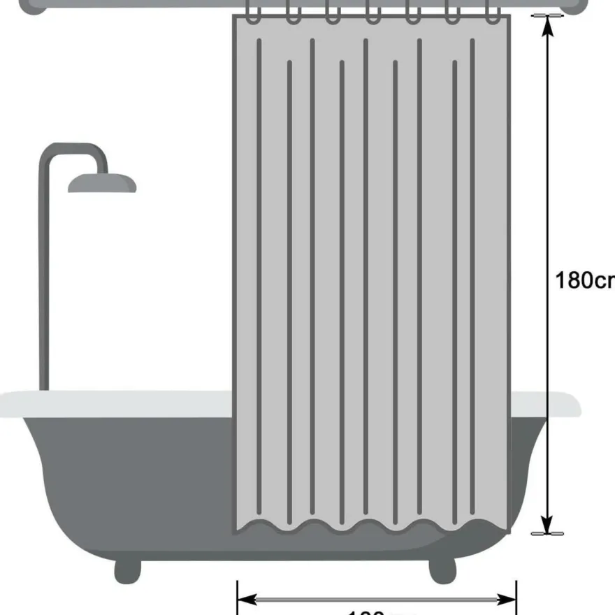 EurCross Duschvorhang Grau 100x180 cm - Wasserdicht, Anti-Schimmel, Schnell