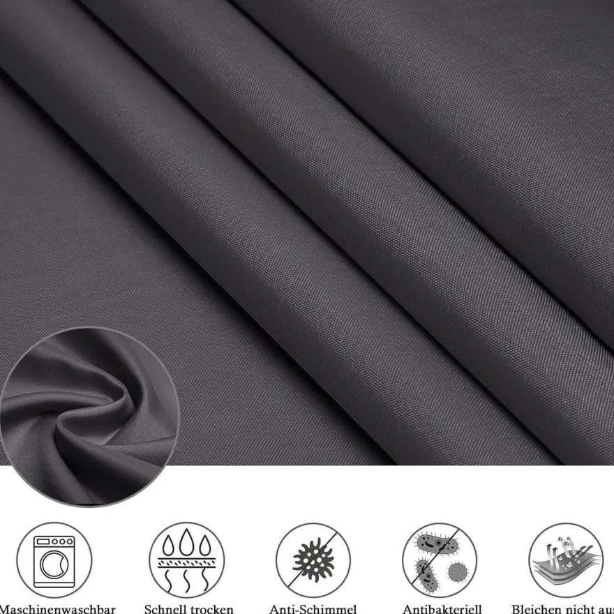 EurCross Duschvorhang 180x180 Dunkelgrau Wasserdicht Textil Polyester Stoff
