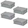 4 Eurobehälter/ Deckelboxen mit Deckel, 11 Liter, LxBxH 400x300x130 mm, grau, PP