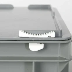 4 Eurobehälter/ Deckelboxen mit Deckel, 11 Liter, LxBxH 400x300x130 mm, grau, PP