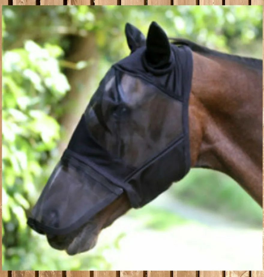 Euroriding Fliegenmaske Comfort, mit Ohren & Zipper Nase, Fliegenmütze, schwarz