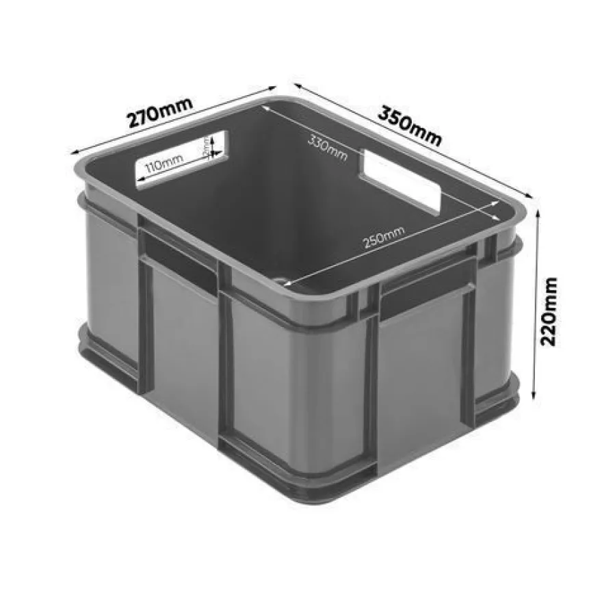 Euro Stapelbox Bruno Eco Grau Stapelkasten 16L Transport Eurobehälter 27x35x22