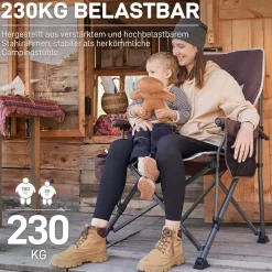 EVER Advanced Campingstuhl Faltbar XL, 230KG belastbar, extra breit mit