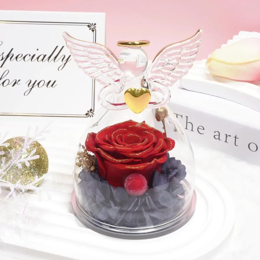 Ewige Rose Engel Glaskuppel Geburtstagsgeschenk Frau Mutter Weihnachten