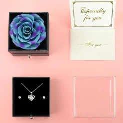 Ewige Rote Rose mit Herz Halskette Geschenk für Frauen - Muttertag Weihnachten