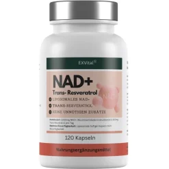 EXVital® NAD+ Kapseln, hochdosiert 1000mg NAD+ & 600mg Trans-Resveratrol pro Tag, 120