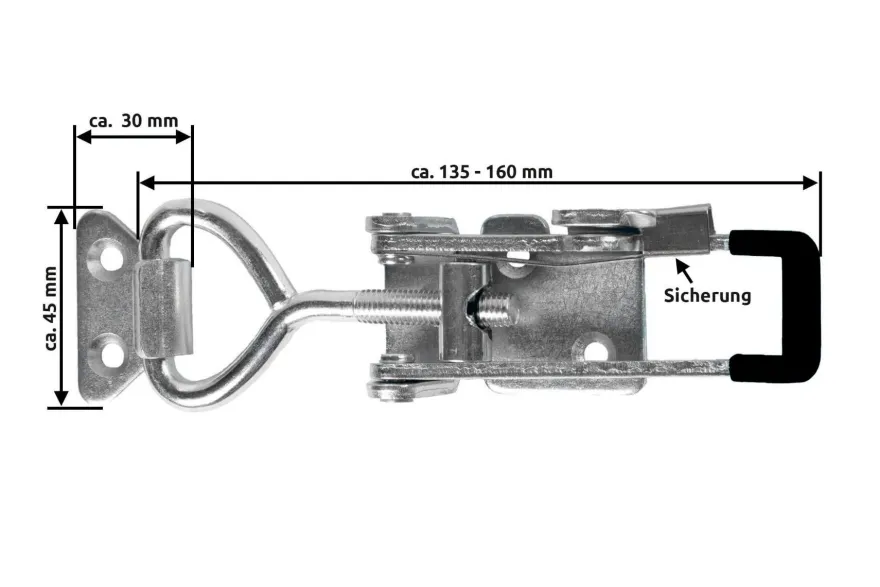 Exzenterverschluss, Spannverschluss, Edelstahl, verstellbar mit Sicherung 101750