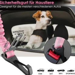 Eyein Hunde Sicherheitsgurt für Auto, verstellbar mit elastischer Ruckdämpfung