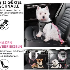 Eyein Hunde Sicherheitsgurt für Auto, verstellbar mit elastischer Ruckdämpfung