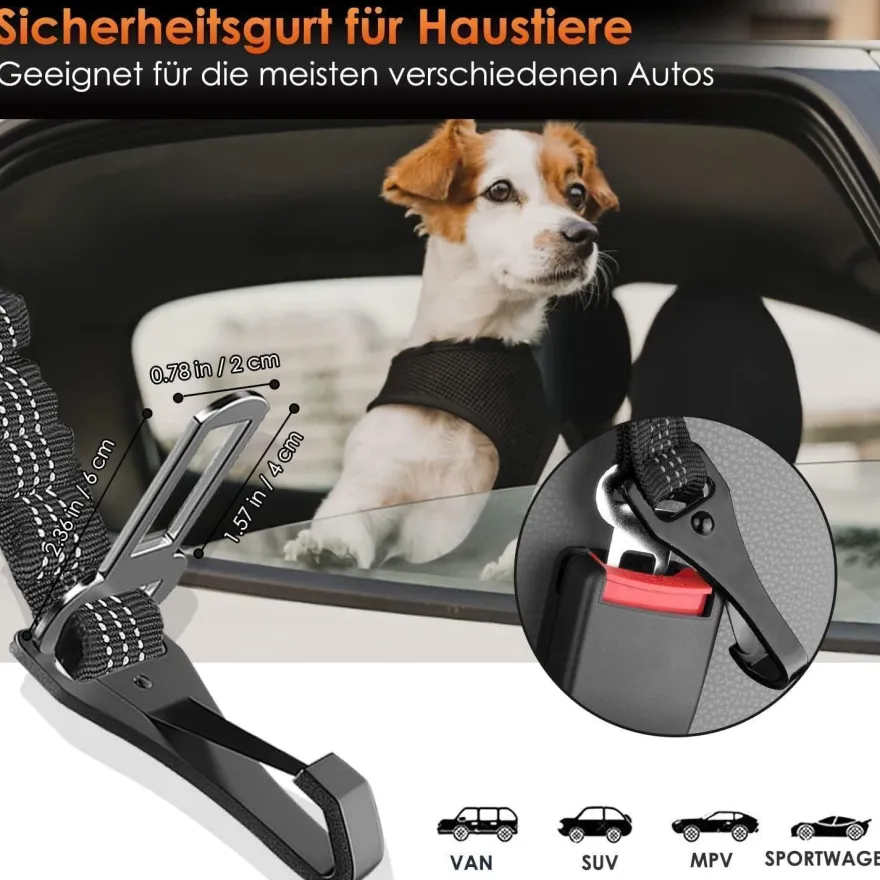 Eyein Hunde Sicherheitsgurt für Auto, Verstellbarer Anschnallgurt mit