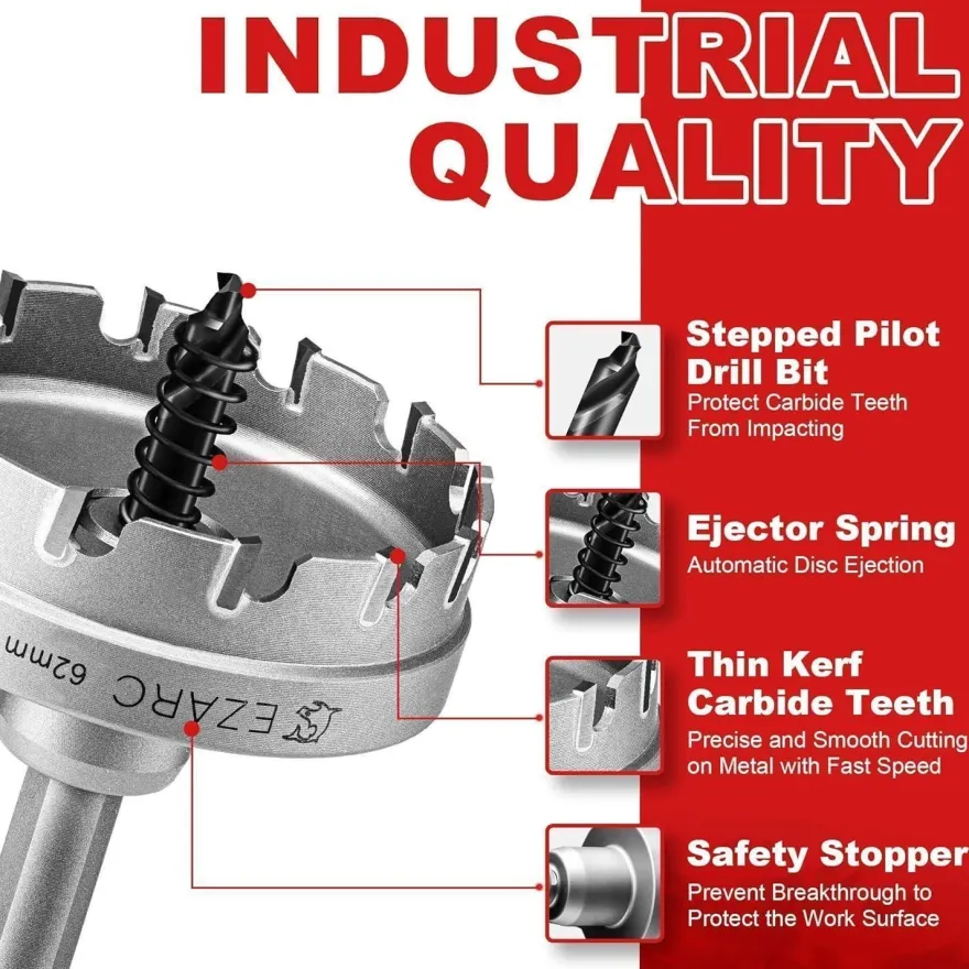 EZARC Hartmetall Lochsäge 75mm - Leistungsstarker Lochöffner für Edelstahl und