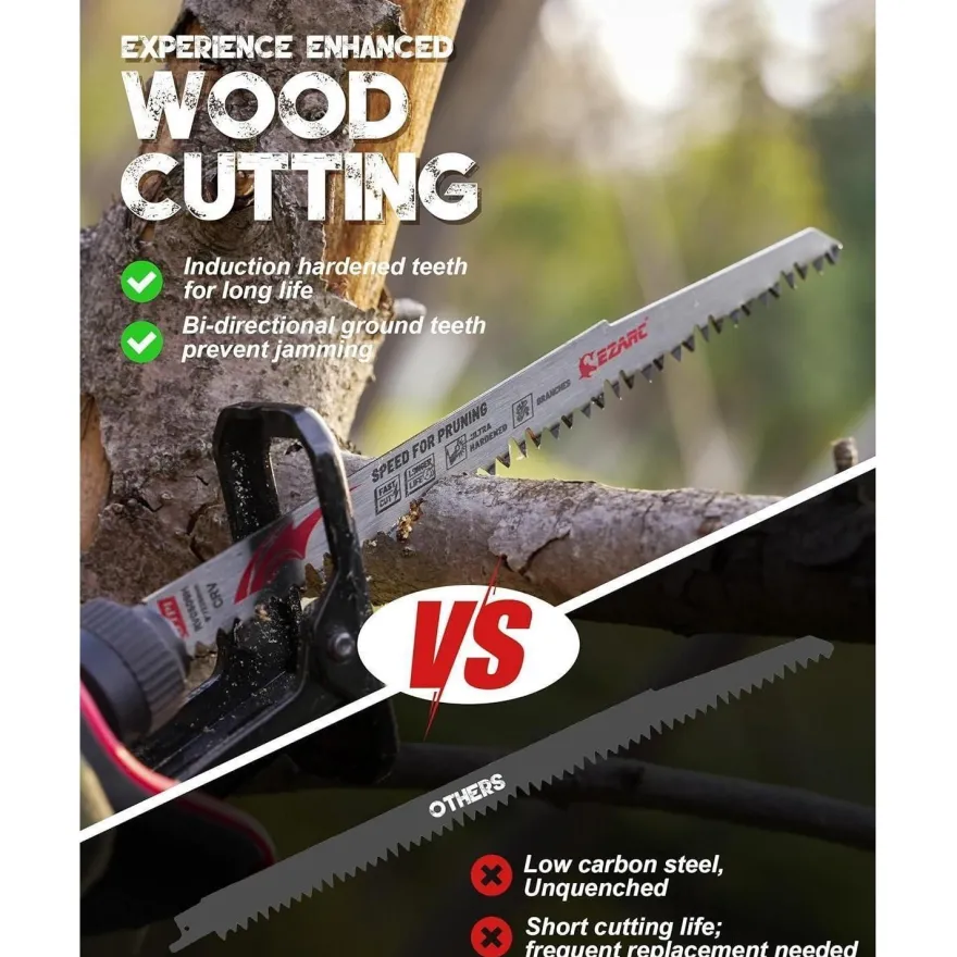 EZARC Säbelsägeblätter für Holz 5tlg 225mm - Astsägeblätter mit geschliffenen
