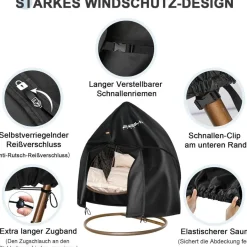 Ezilif Hängesessel Abdeckung 230x200cm, 420D Oxford-Gewebe, wasserdicht