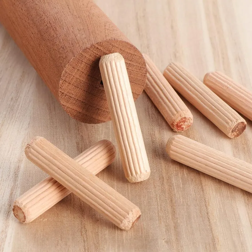 Faankiton 250 Stück Holzdübel Set 8x40mm, Riffeldübel aus Buche für Möbel und
