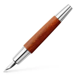 Faber-Castell Füllhalter E-MOTION Schaft aus Holz mit Chrom, Braun, in Geschenketui