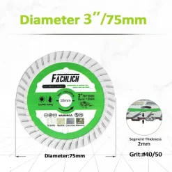 Fachlich Diamant-Trennscheibe 75mm für Beton und Granit, 1 Stück
