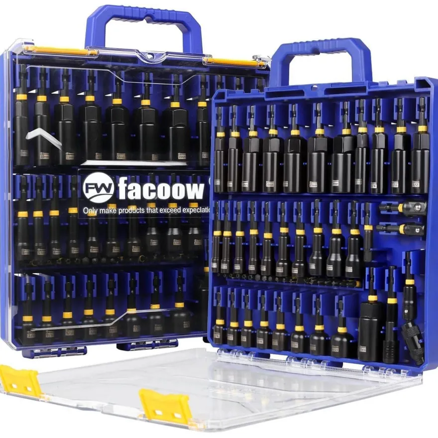 Facoow Magnetisches Stecknuss Set, 55 Teile, Metrisch & SAE, Nuss Adapter