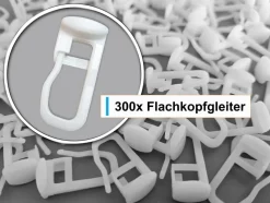 Faltengleiter/ Gardinenhaken mit Flachkopf 11x9mm, Kunststoff, weiß
