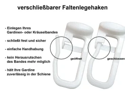 Faltengleiter/ Gardinenhaken mit Flachkopf 11x9mm, Kunststoff, weiß