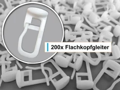 Faltengleiter/ Gardinenhaken mit Flachkopf 11x9mm, Kunststoff, weiß