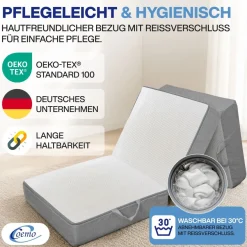 Faltmatratze/ Klappmatratze 3-teilig - platzsparend Gästematratze Visco-Auflage