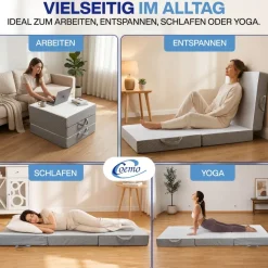 Faltmatratze/ Klappmatratze 3-teilig - platzsparend Gästematratze Visco-Auflage