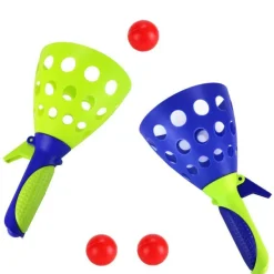 Fangball Spiel Set XXL mit 3 Bällen und 2 Fangkörben Wurf Ball Trichter Becher