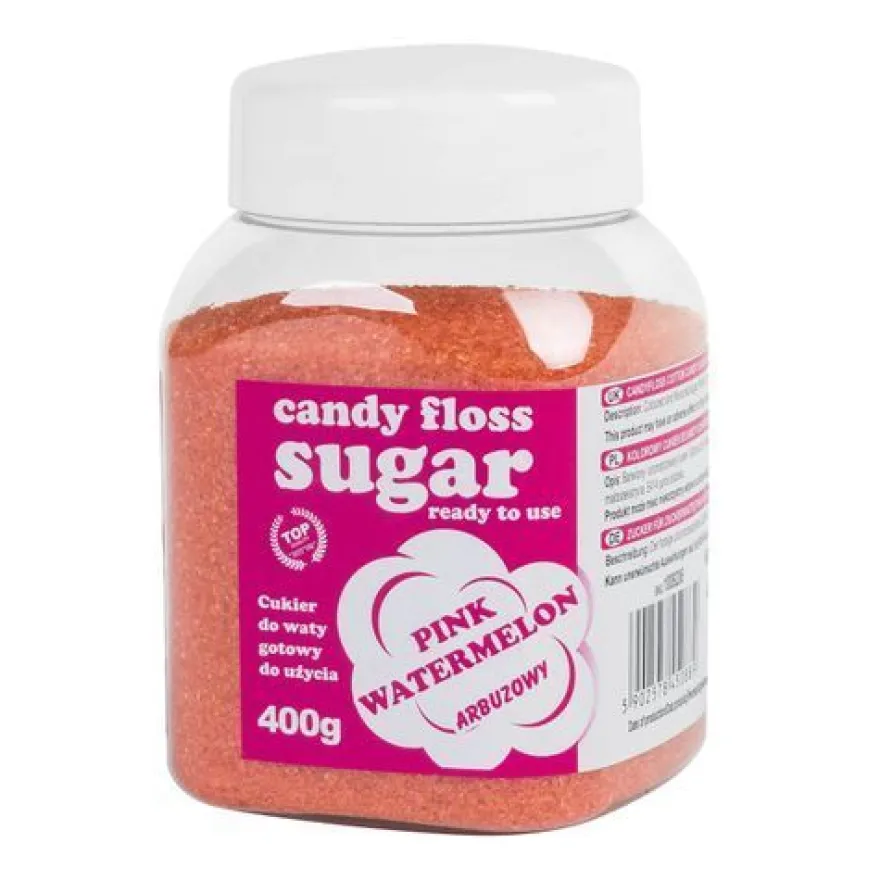 Farbiger Zucker für Zuckerwatte, rosa, Wassermelonengeschmack, 400 g