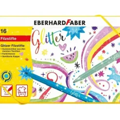 Fasermaler Glitzer 16er Geschenkbox Wasserbasis-auswaschbar