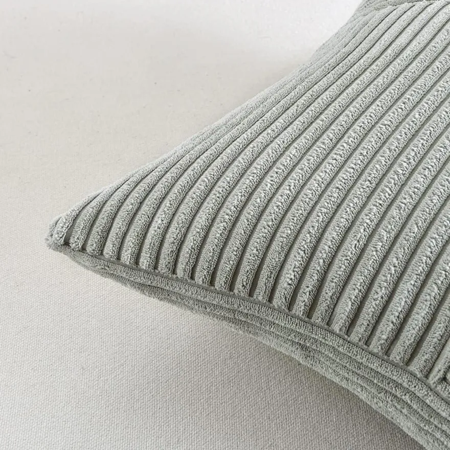 FDTERN Kordsamt Kissenbezüge 65x65 cm, 2er Set, Hellgrau