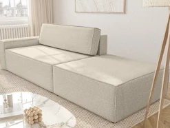 FEDVE Lummo Si Ecksofa mit Schlafcouch, Stauraum und abnehmbarem Pouf