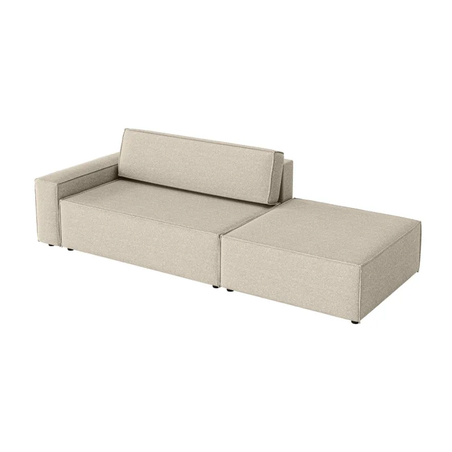FEDVE Lummo Si Ecksofa mit Schlafcouch, Stauraum und abnehmbarem Pouf