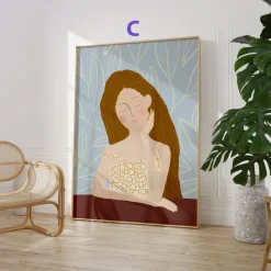 Feminine Porträt Poster · Geschenkidee · Feminine Figuren Körperkunst Maritim