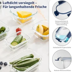 Fenger Meal Prep Boxen aus Glas mit Deckel, 15er Set, Mikrowellen-, Gefrier