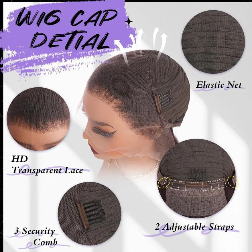Feshfen Lace Front Perücke Dunkelbraun - Lange Glatte Synthetik Haarperücke für