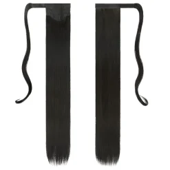 Feshfen Pferdeschwanz Haarteil Synthetik Haarverlängerung Schwarz Zopf, 70 cm
