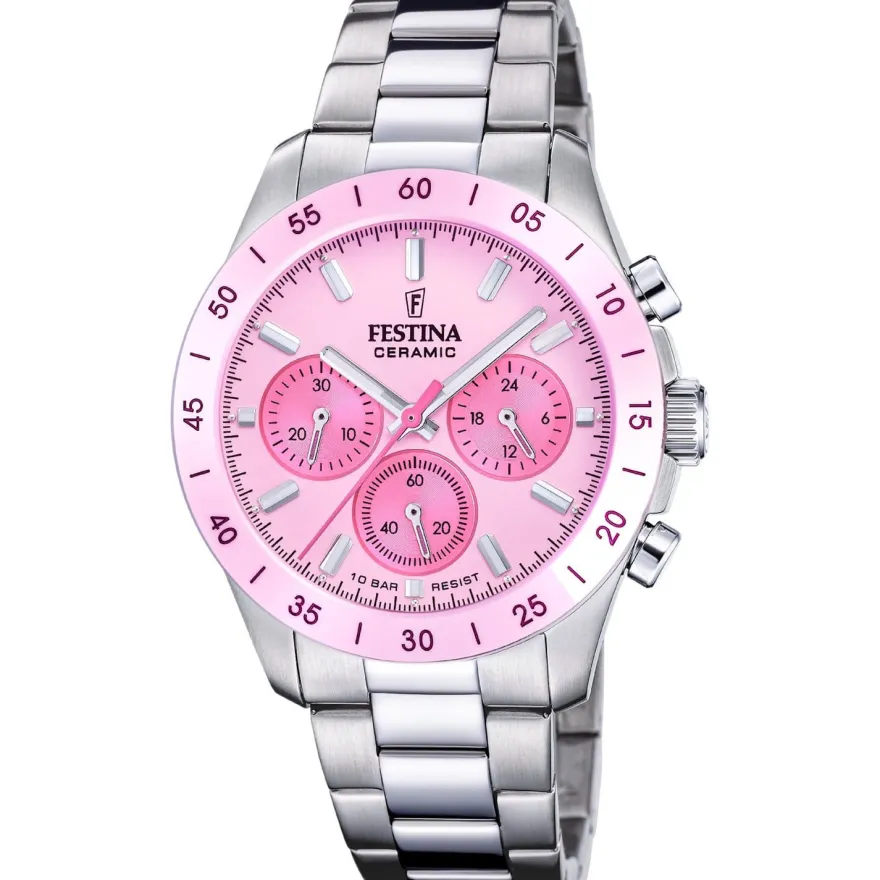 Festina Damenuhr Chronograph Stahl/Rosa F20693/2