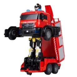 Feuerwehr-Roboterauto 2-in-1 ferngesteuert mit Licht, Sound und Wasser