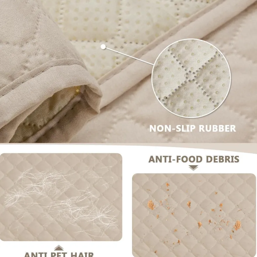 FIGOOO wasserdichter Sofabezug 3-Sitzer, gesteppt, rutschfest, kratzfest, beige