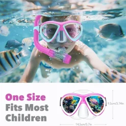 Findway Kinder Taucherbrille mit 180° Panorama, verstellbarem Silikonband