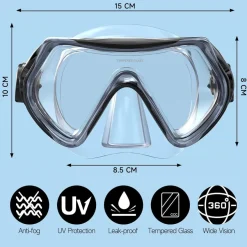 Findway Taucherbrille Kinder Schwimmbrille Schnorchelmaske 180°Panorama Anti