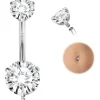 Finrezio 925 Sterling Silber Bauchnabelringe mit Österreich Kristallen, 14G